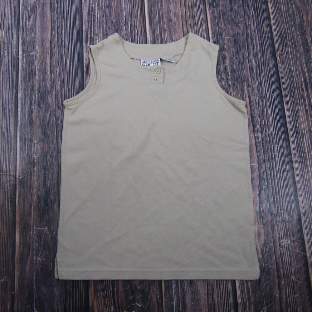 Jaclyn Smith Sport Tank Womens S Beige Henley Button Basic Granny Core